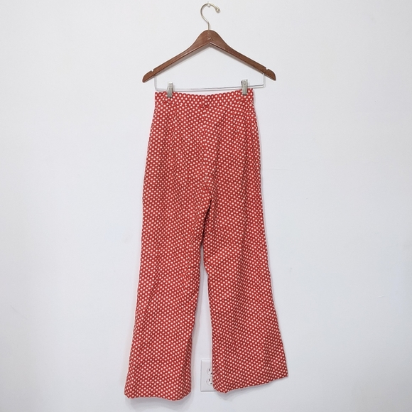 (36) vtg 70s high waisted red polka dot flare pants - Picture 4 of 5